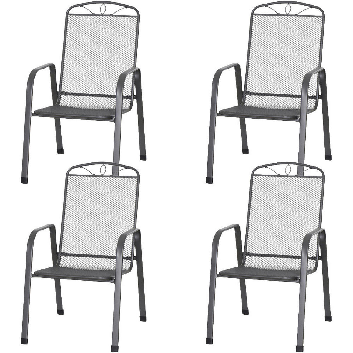 Gardamo Stapelsessel 4er Set ELDA anthrazit Stahl B/H/L: ca. 57x94x75 cm ELDA - anthrazit (75,00/57,00/94,00cm) - Gardamo
