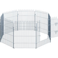 PawHut Freilaufgehege silber Metall Freilaufgehege 8tlg./Welpenausl. - silber - PawHut