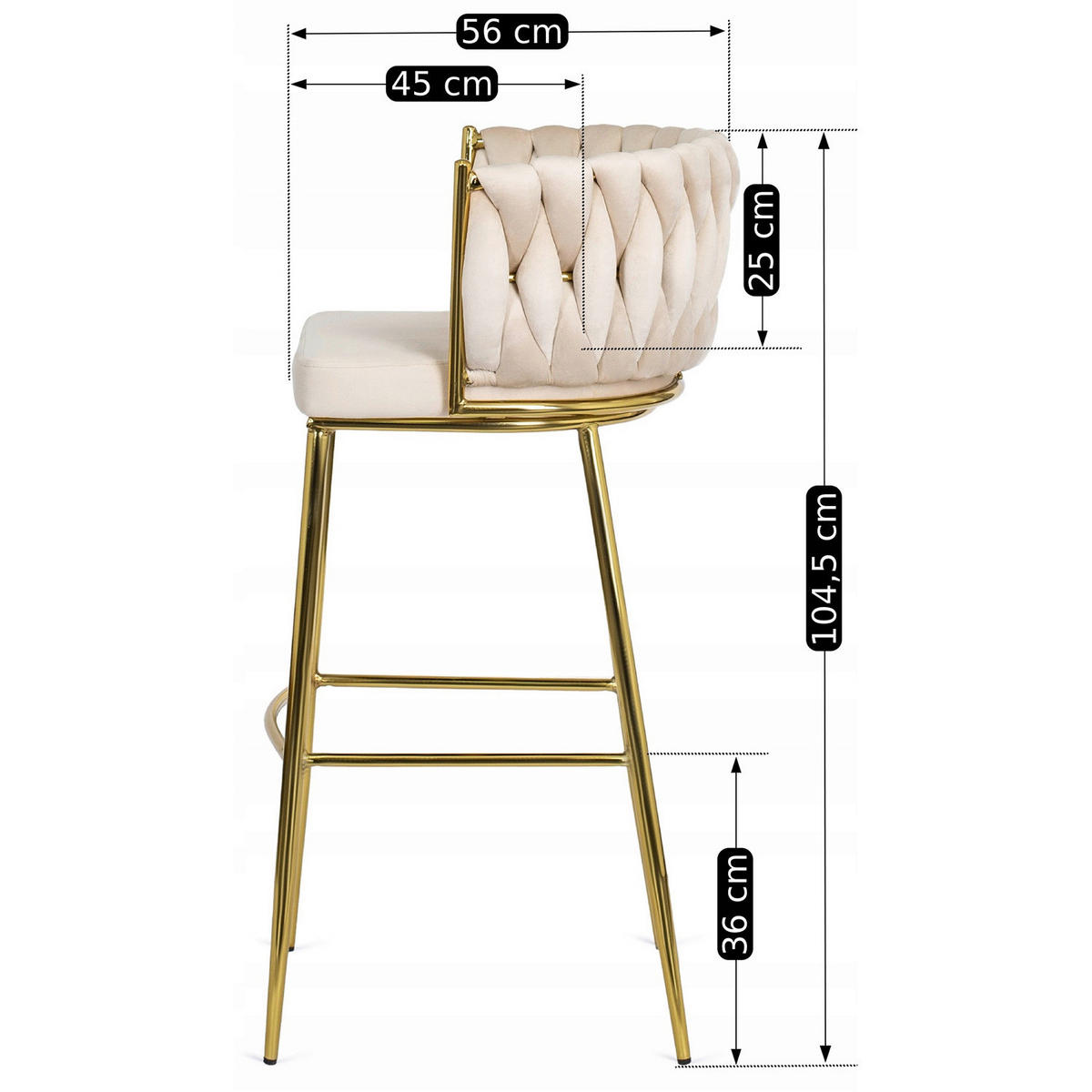 Barhocker FLORES creme Velourstoff B/H/T: ca. 60x104,5x56 cm FLORES - creme (60,00/104,50/56,00cm) - WIPMEB