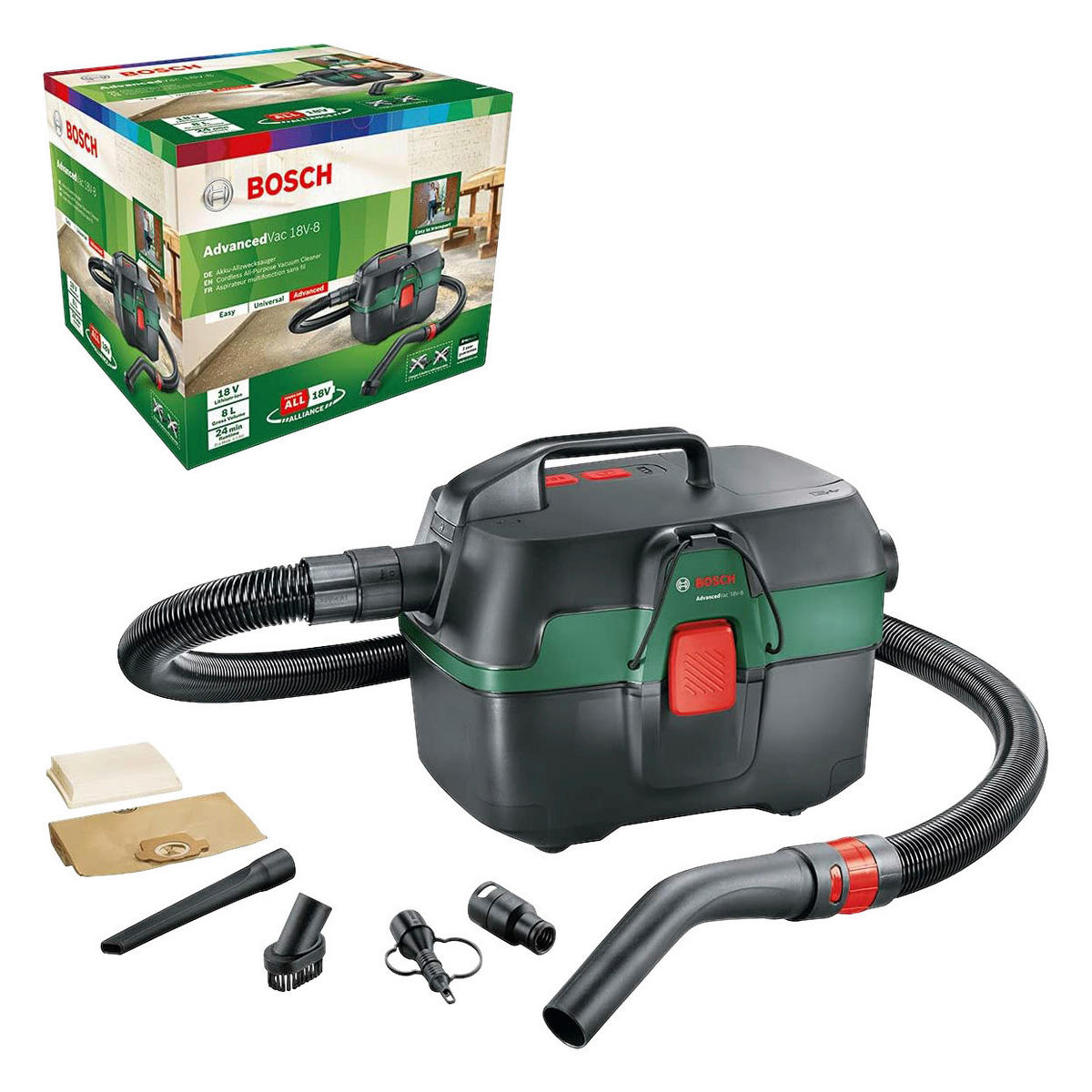 Bosch Akku Nass-/Trockensauger 06033E1001 schwarz grün B/H/L: ca. 28x29x38 cm 06033E1001 - schwarz/grün (38,00/28,00/29,00cm) - Bosch
