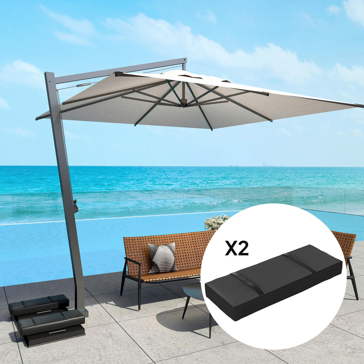 Outsunny Sandsack 2er Set schwarz Stoff B/H/L: ca. 30x11x76 cm Sandsack 2er Set - schwarz (76,00/30,00/11,00cm) - Outsunny