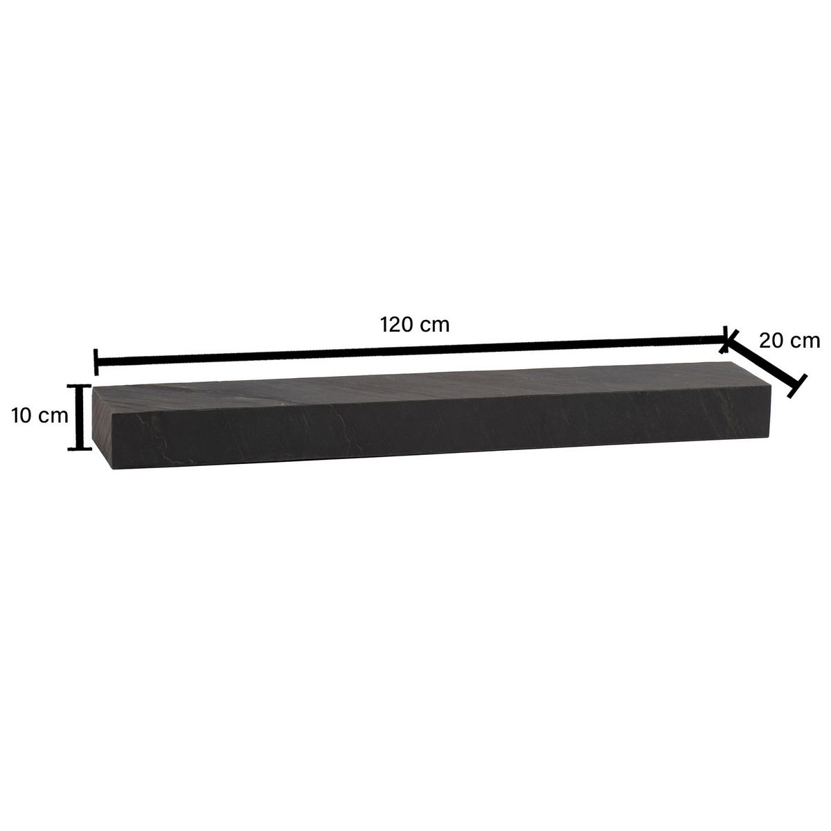 Wandregal grau B/H/T: ca. 120x10x20 cm Wandregal - grau (120,00/10,00/20,00cm) - Wohnling