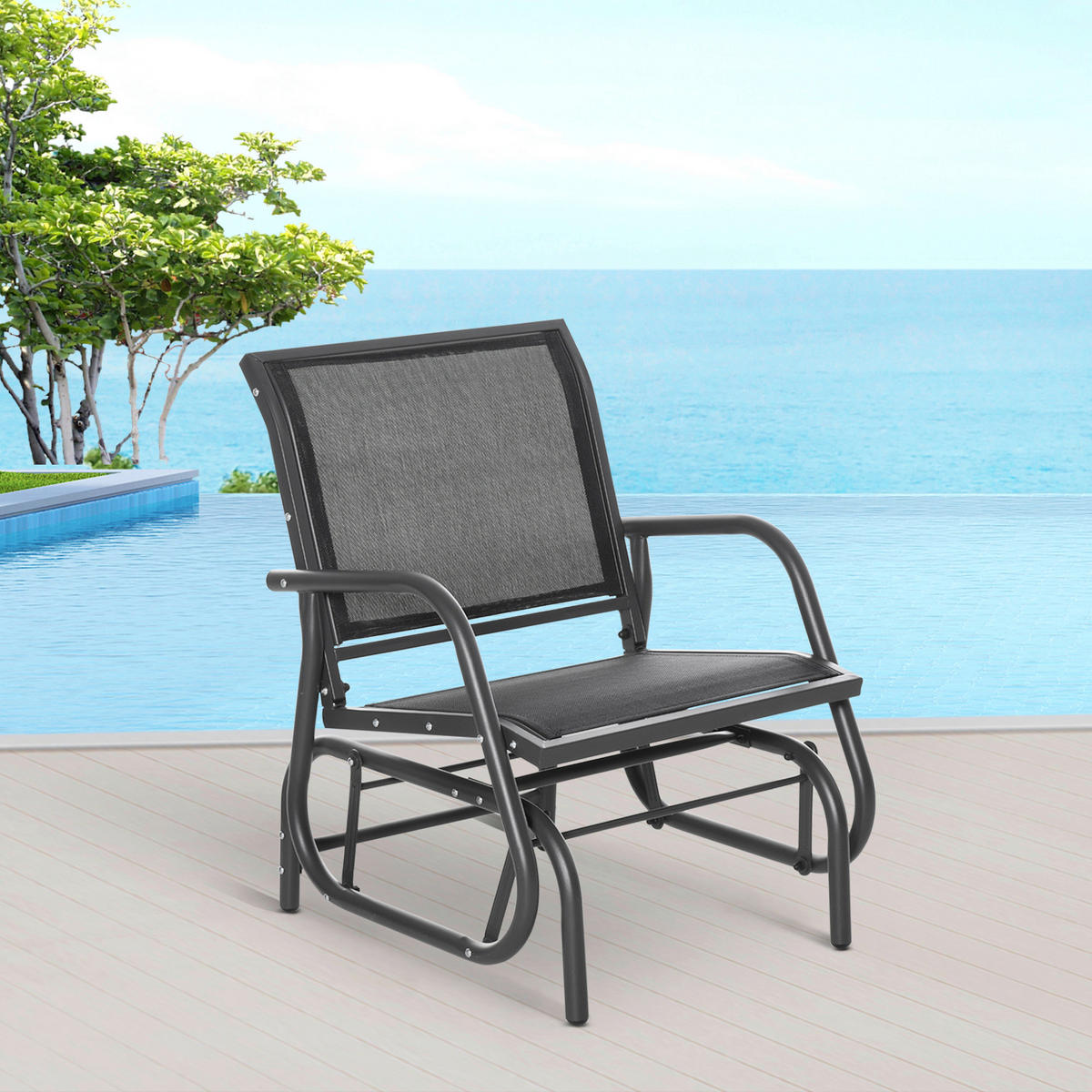 Outsunny Gartenstuhl grau Metall B/H/T: ca. 75x85x66 cm Gartenstuhl - grau (75,00/85,00/66,00cm) - Outsunny