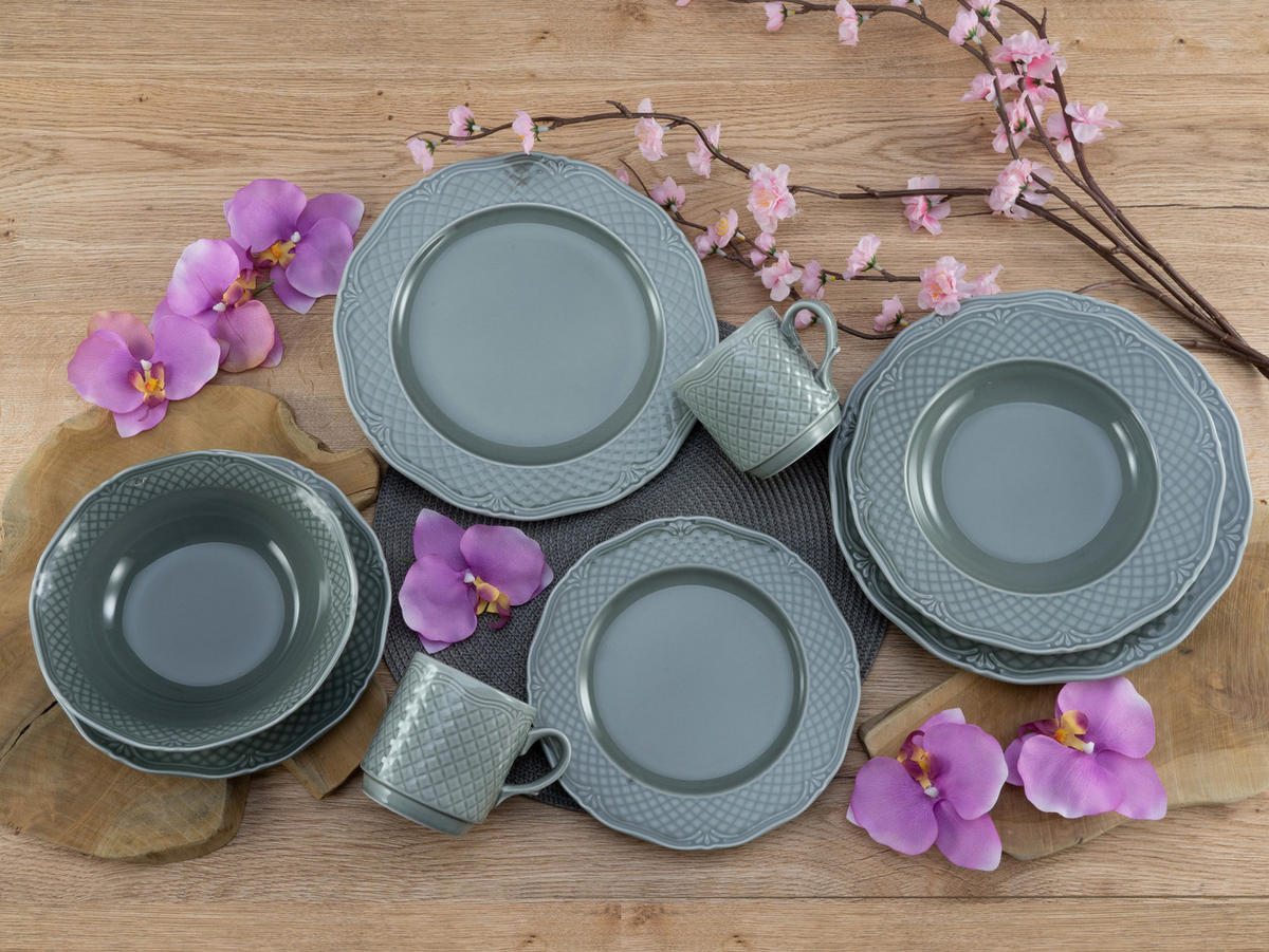 CreaTable Kombiservice Arianne grau Porzellan 20 tlg. Arianne - grau - CreaTable