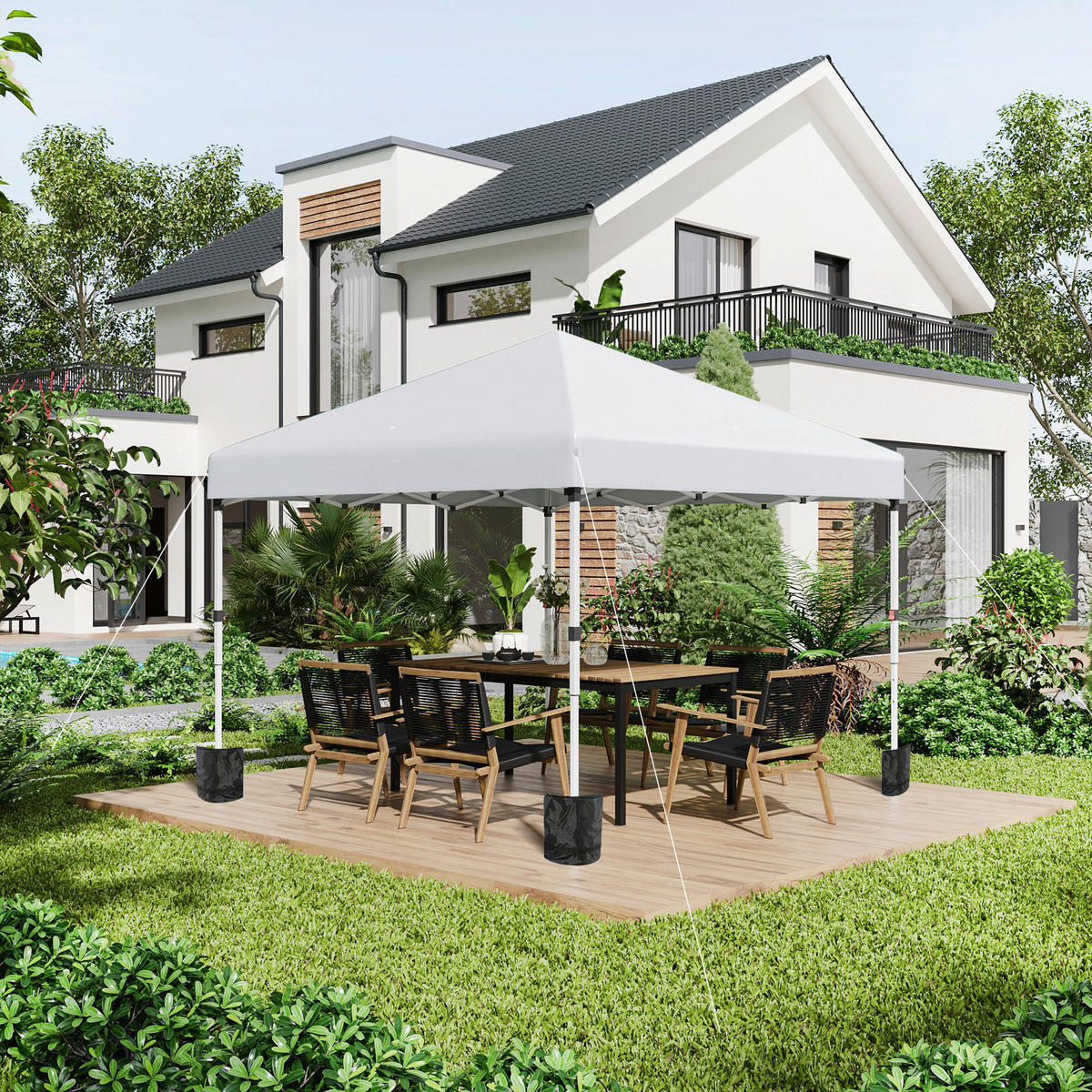 Outsunny Faltpavillon hellgrau Stahl B/H/L: ca. 297x274x297 cm Faltpavillon - hellgrau (297,00/297,00/274,00cm) - Outsunny