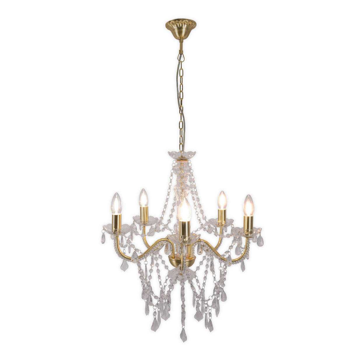 Näve Leuchten Pendelleuchte gold Metall Kunststoff B/H/T: ca. 52x85x52 cm E14 5 Brennstellen Cecilia - gold (52,00/85,00/52,00cm) - Näve Leuchten