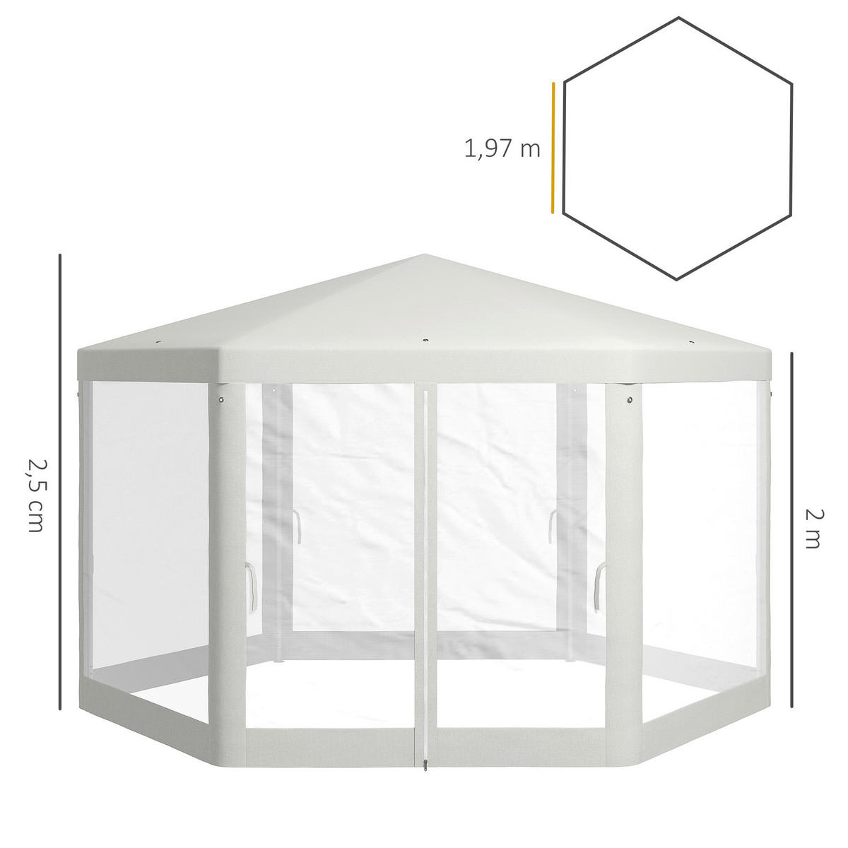 Outsunny Pavillon cremeweiß Polypropylen B/H/L: ca. 394x394x250 cm Pavillon - cremeweiß (250,00/394,00/394,00cm) - Outsunny