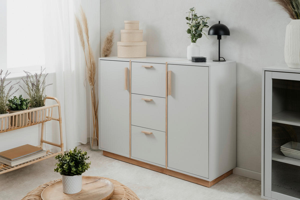 Kommode Split grau Jackson Hickory Nachbildung B/H/T: ca. 125x94x40 cm Split - grau (125,00/94,00/40,00cm)