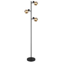 GLOBO Stehleuchte Rauch schwarz Glas Metall B/H/T: ca. 23x154x25 cm E14 3 Brennstellen TOKKI - schwarz/Rauch (23,00/154,00/25,00cm) - GLOBO