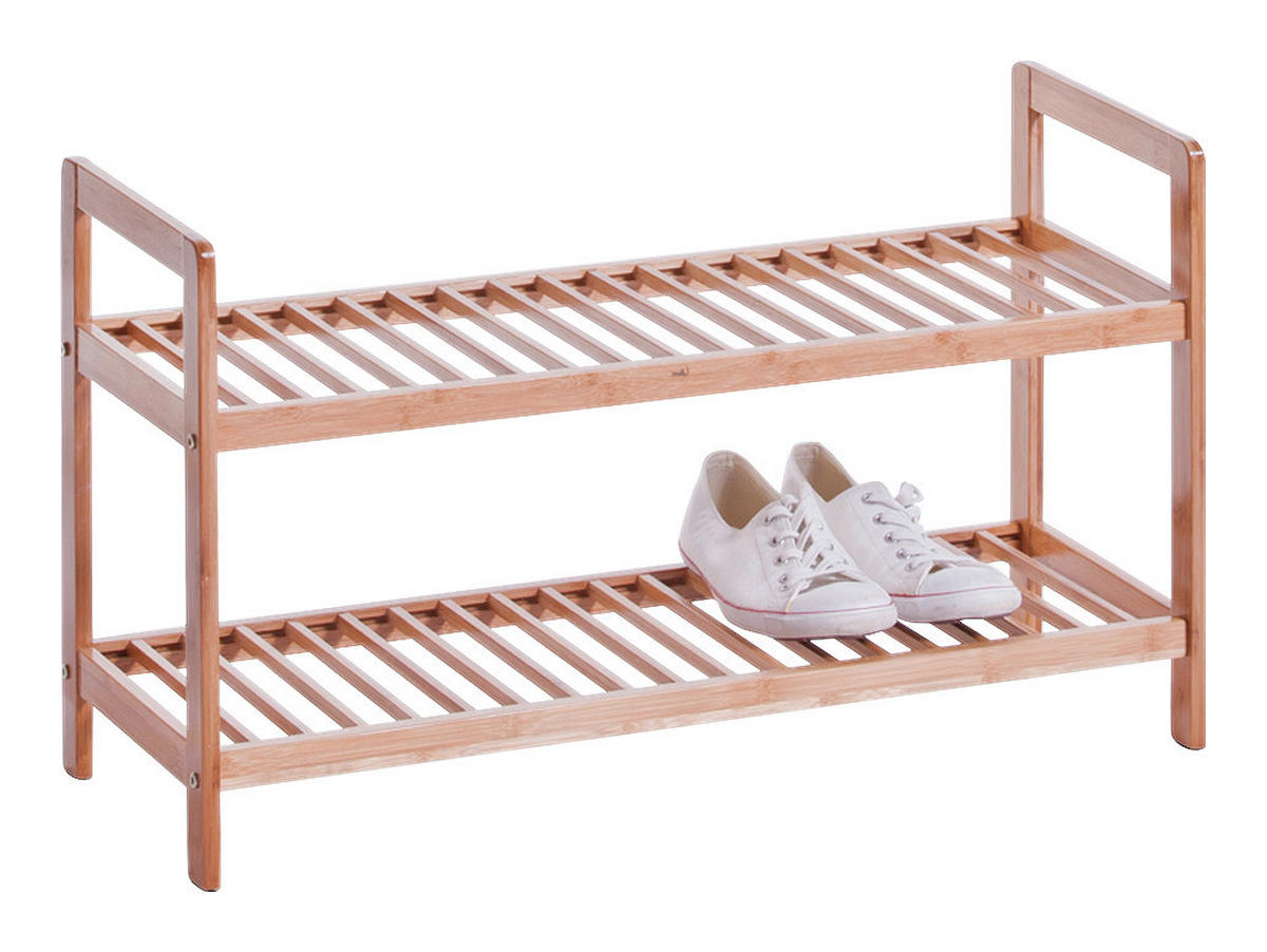 Zeller Schuhregal natur Bambus B/H/T: ca. 70x40x26 cm Schuhregal_mit_2_Ablagen - natur (70,00/40,00/26,00cm) - Zeller