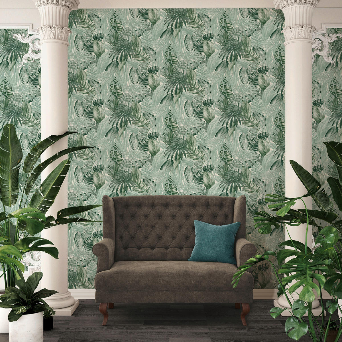 A.S.Creation Vliestapete Greenery Palmen grün B/L: ca. 53x1005 cm Greenery - grün (53,00/1005,00cm) - A.S.Creation