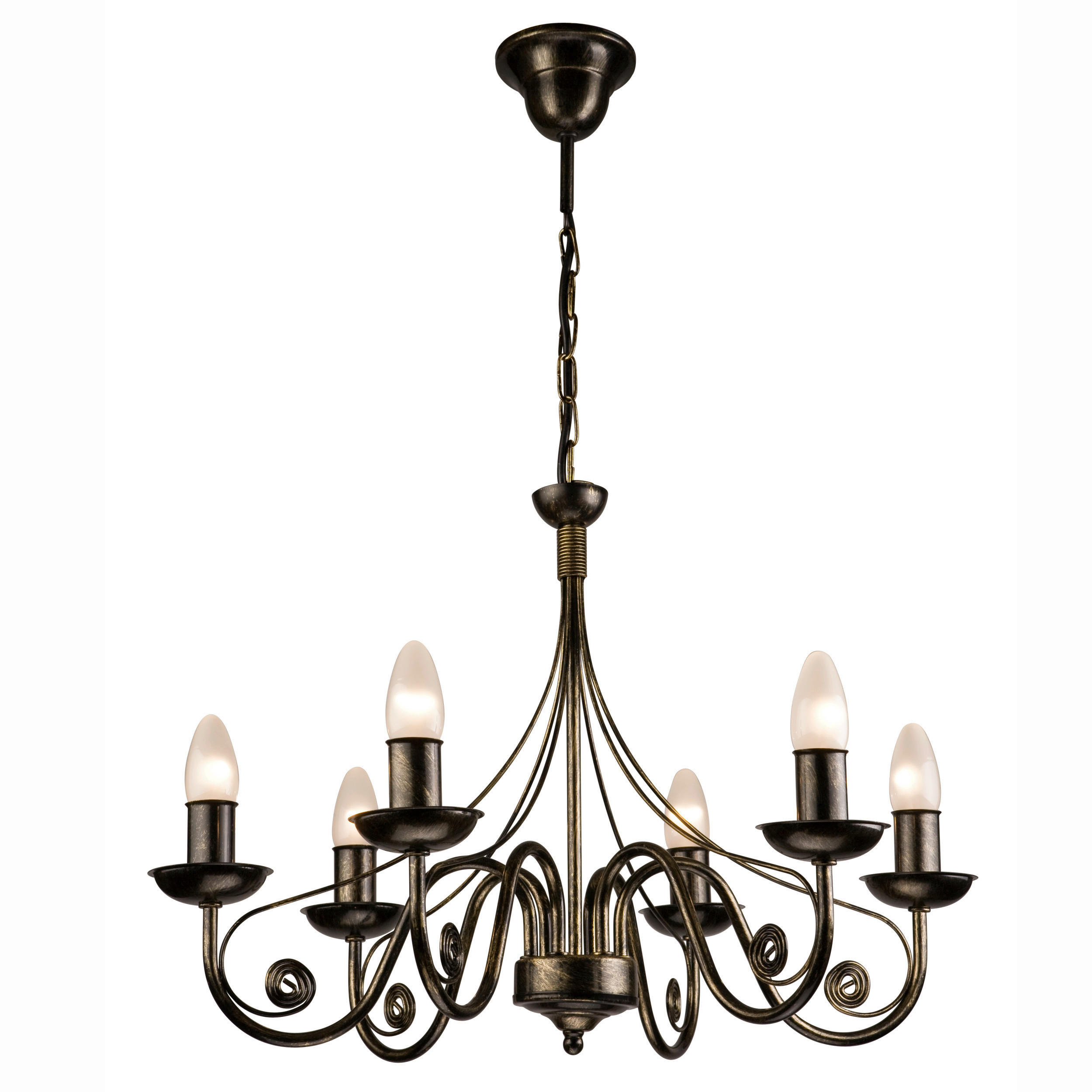 Lamkur Kronleuchter schwarz Stahl B/H/L: ca. 57x72x57 cm E14 6 Brennstellen DONATO - schwarz (57,00/57,00/72,00cm) - Lamkur