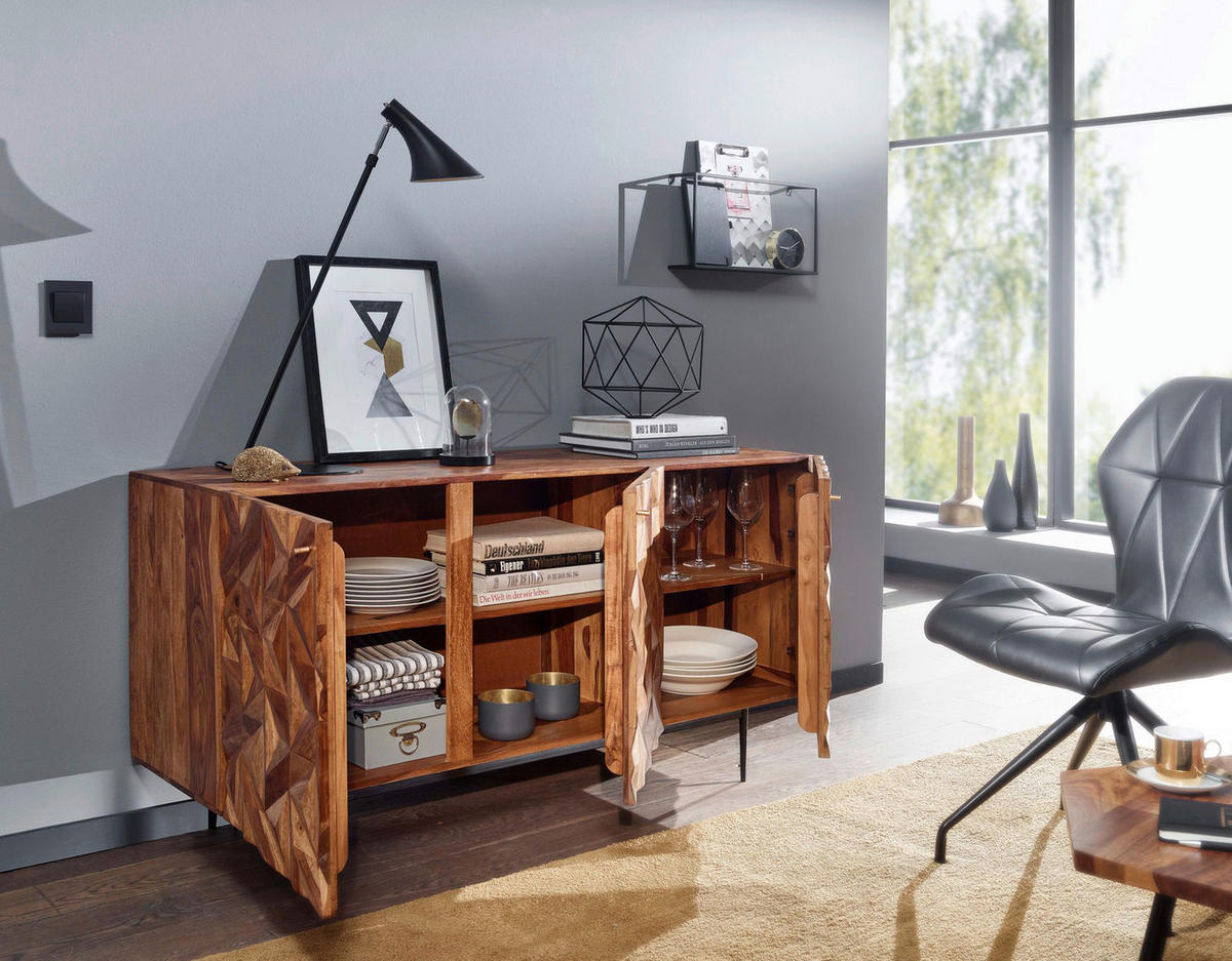 Sideboard rosenholz Nachbildung B/H/T: ca. 144x72x47 cm Sideboard - rosenholz (144,00/72,00/47,00cm) - Wohnling