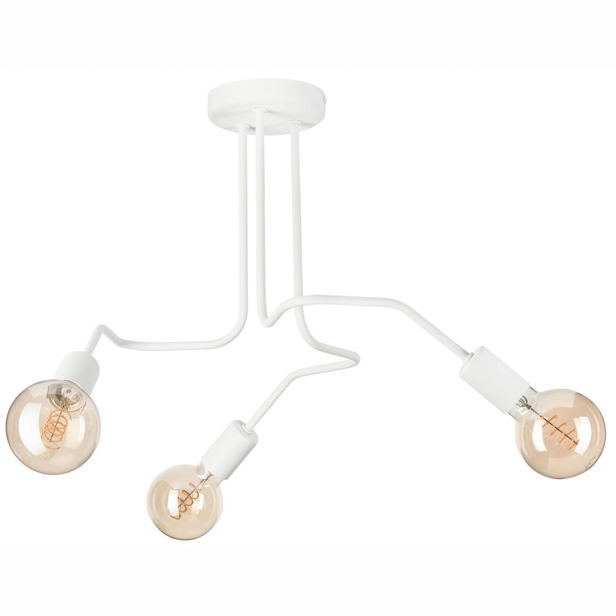 Lamkur Deckenleuchte DOMINO 51185 weiß Stahl H/L: ca. 40x55 cm E27 3 Brennstellen Domino - weiß (55,00cm) - Lamkur