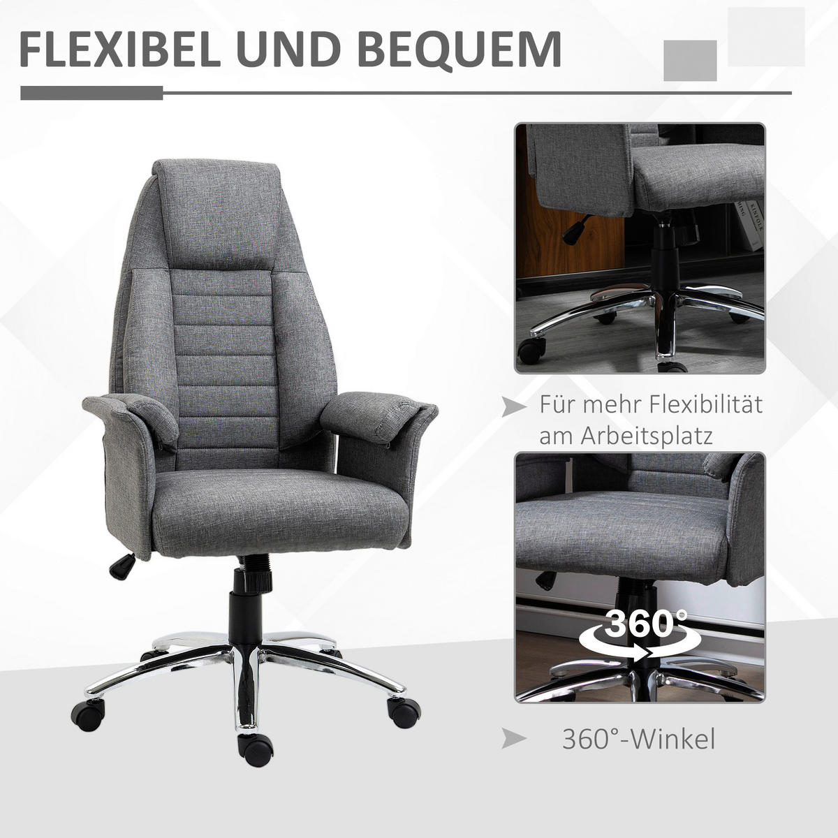 Drehstuhl 921-032GY grau 921-032GY - grau (68,00/116,00/69,00cm) - HOMCOM