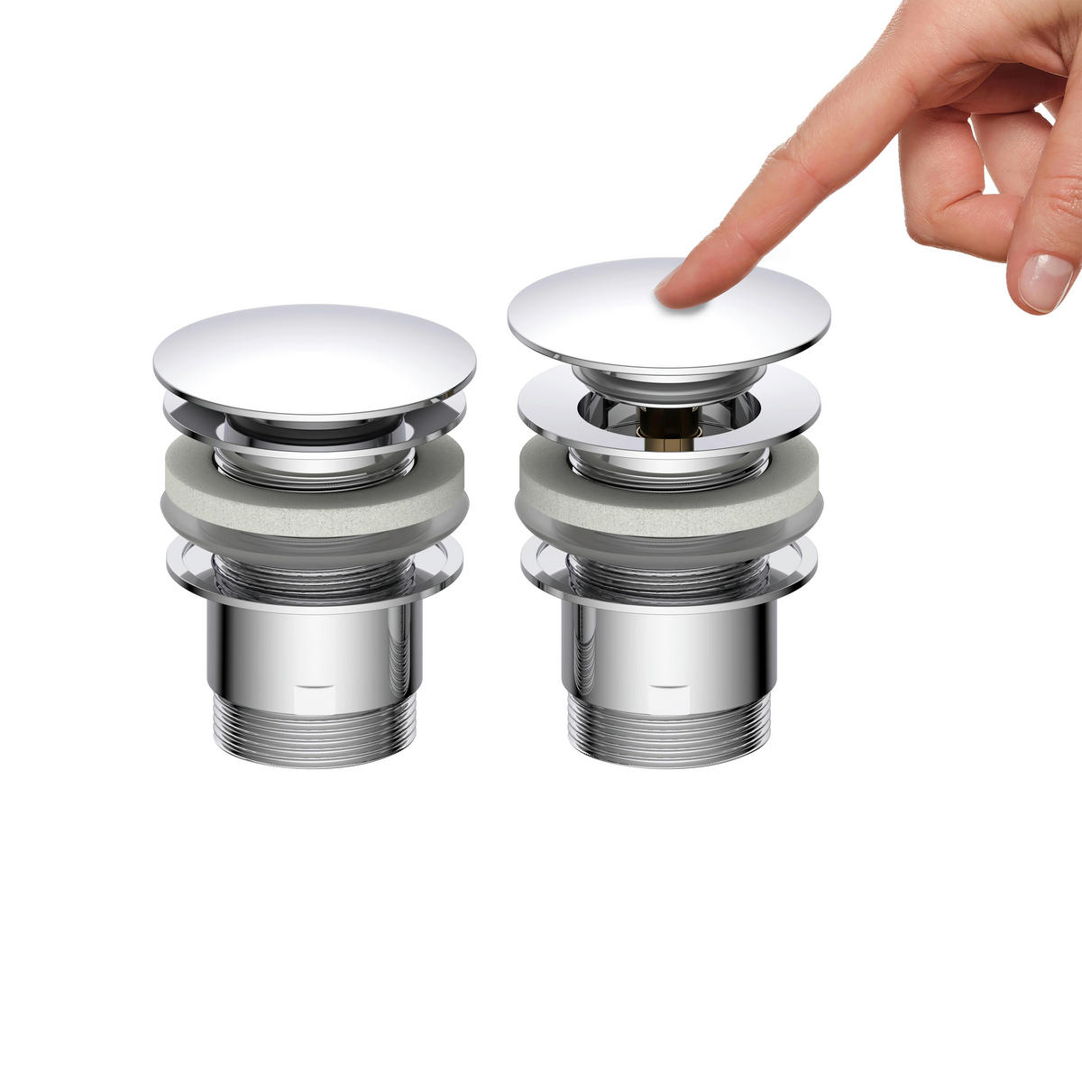 Sanitärinstallation Chrom Ablaufventil_mit_Überlauf_DAV-1WK - Chrom (12,90/7,60/18,80cm) - Kirchhoff