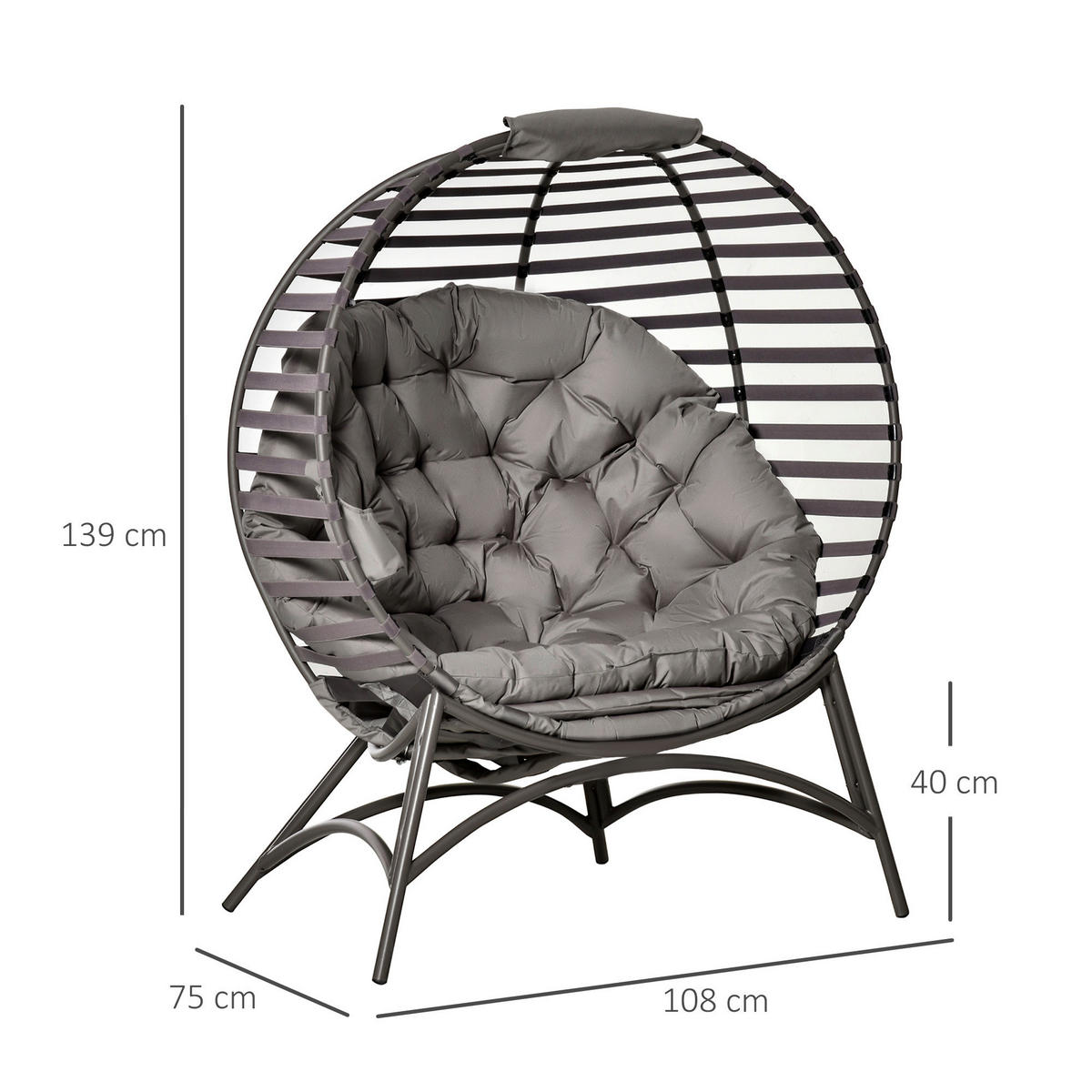 Outsunny Gartenstuhl sand Stahl B/H/L: ca. 75x139x118 cm Gartenstuhl - sand (118,00/75,00/139,00cm) - Outsunny