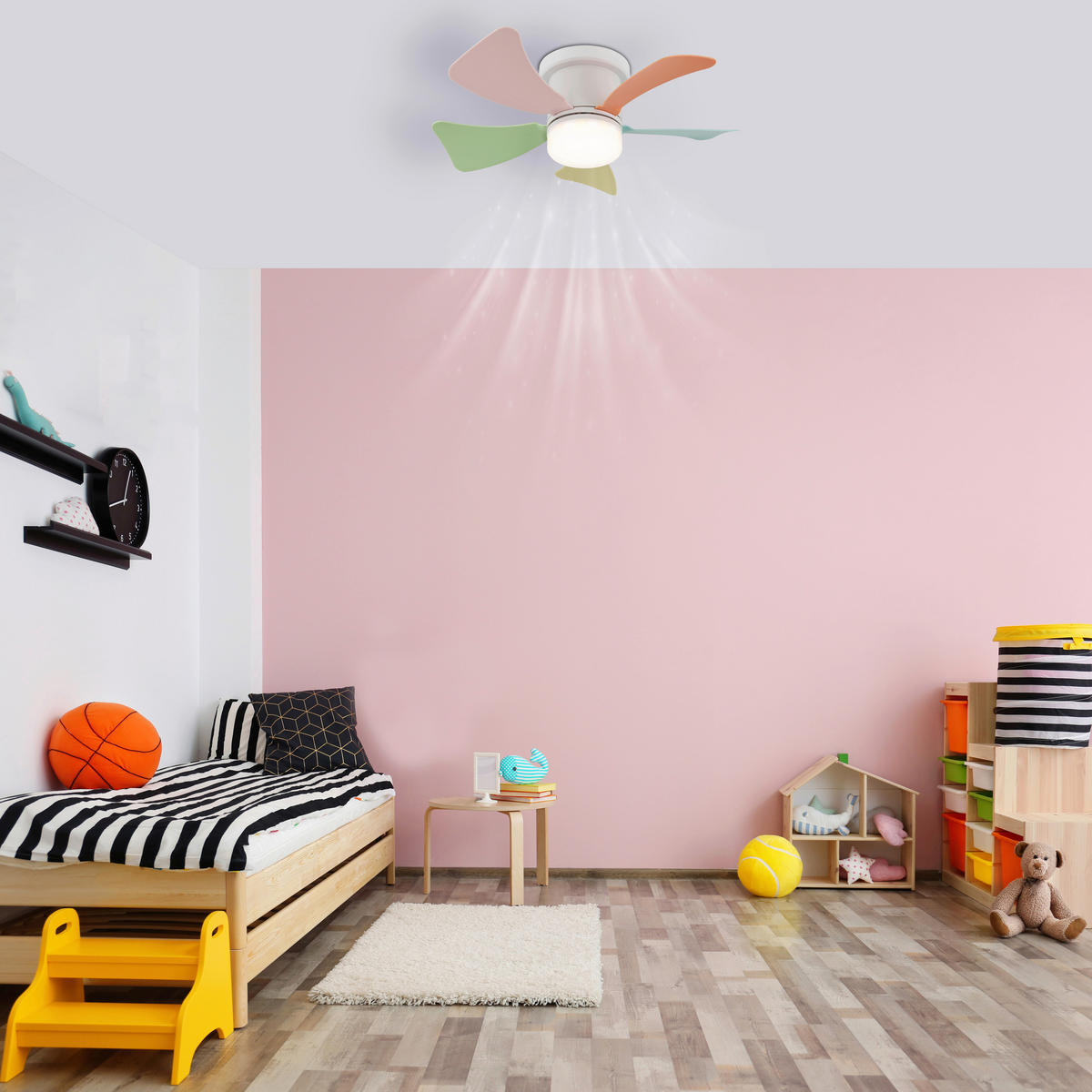 GLOBO Deckenventilator bunt weiß Opal H/D: ca. 13x40,6 cm max. 10 W Hines - weiß/bunt (40,60/13,00cm) - GLOBO