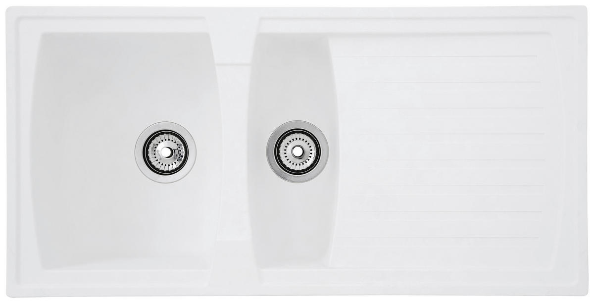 Respekta Einbauspüle Boston 100 x 50 W weiß Mineralite B/H/T: ca. 100x20x50 cm Boston 100 x 50 W - weiß (100,00/20,00/50,00cm) - Respekta