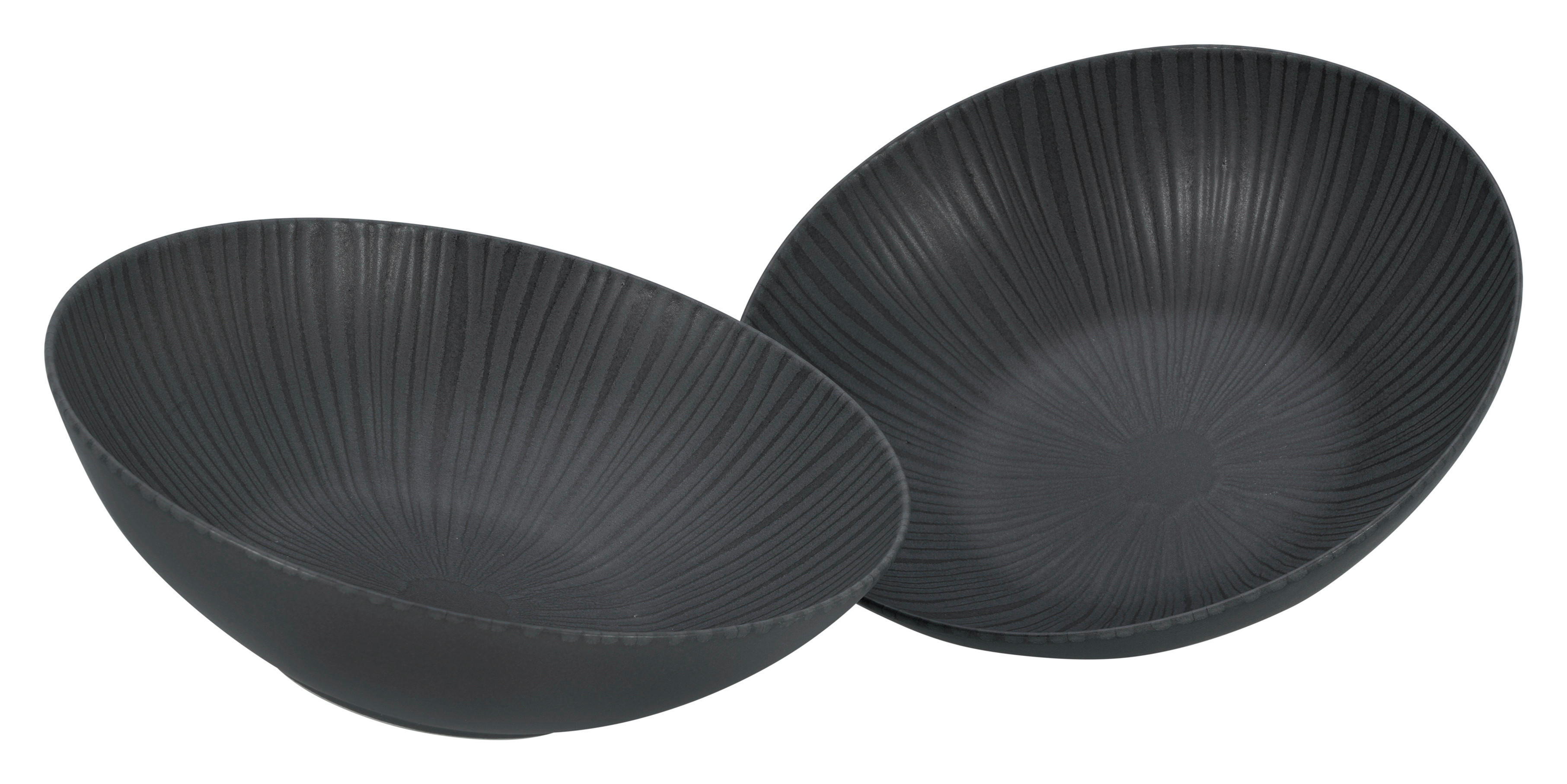 CreaTable Salatschüssel-Set Vesuvio schwarz Steinzeug D: ca. 24 cm Vesuvio - schwarz (24,00cm) - CreaTable