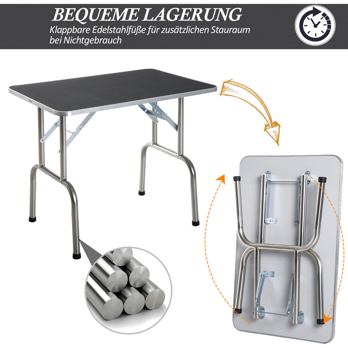PawHut Hundetrimmtisch schwarz Gummi B/H/L: ca. 62x77x92 cm Hundetrimmtisch - schwarz/silber (92,00/62,00/77,00cm) - PawHut