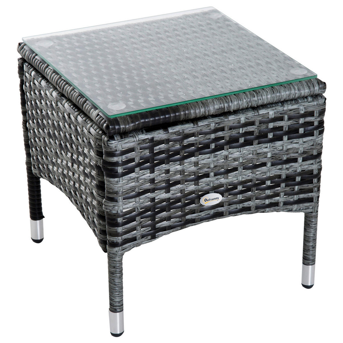 Outsunny Gartenliege grau Metall Rattan-Gartenliege_3tlg. - grau - Outsunny