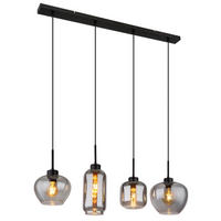 GLOBO Pendelleuchte schwarz Metall B/H/T: ca. 24x120x99,5 cm E27 4 Brennstellen MATT - schwarz (24,00/120,00/99,50cm) - GLOBO