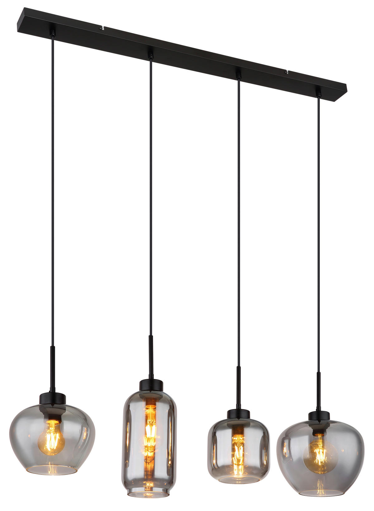 GLOBO Pendelleuchte schwarz Metall B/H/T: ca. 24x120x99,5 cm E27 4 Brennstellen MATT - schwarz (24,00/120,00/99,50cm) - GLOBO