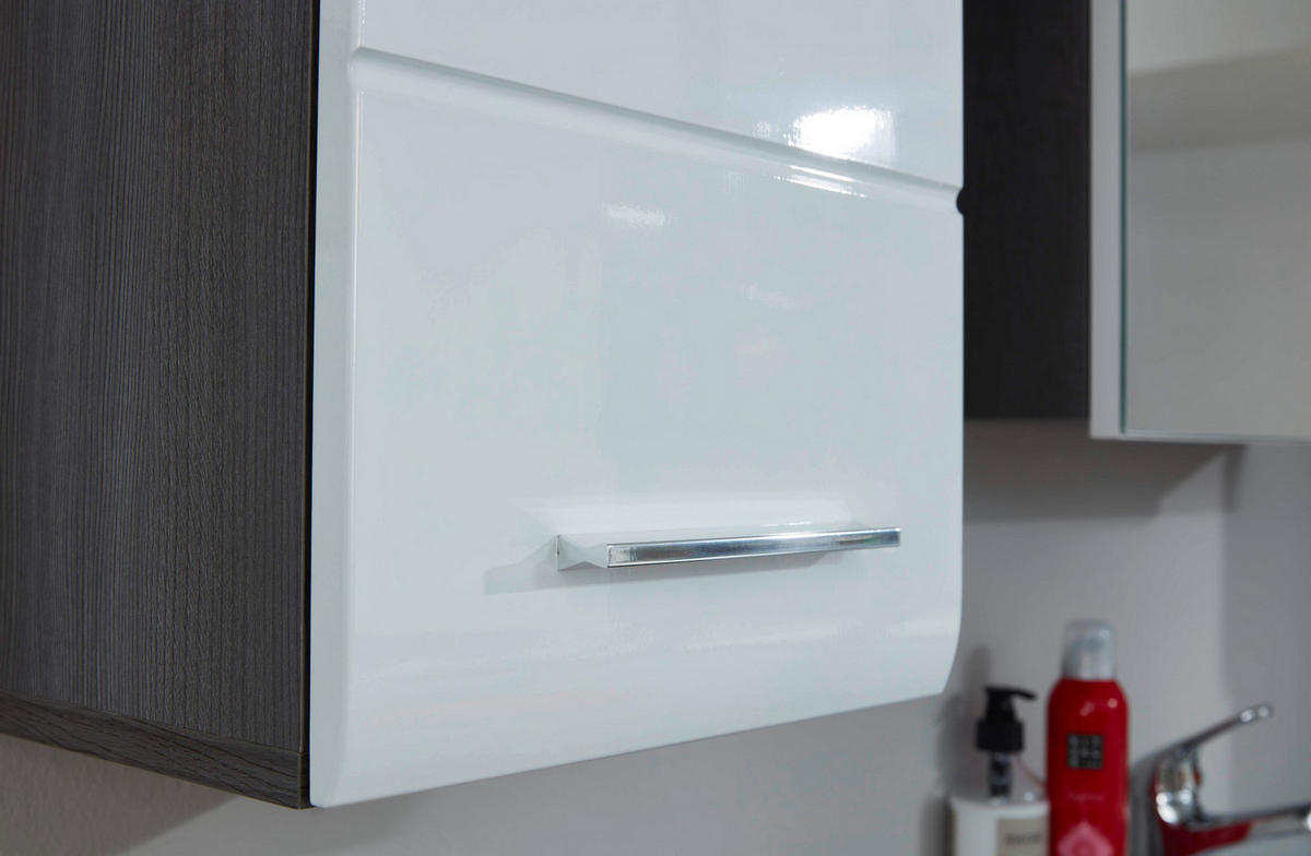 Badhängeschrank Line Rauchsilber Nachbildung weiß Hochglanz B/H/T: ca. 30x77x23 cm Line - weiß (30,00/77,00/23,00cm)