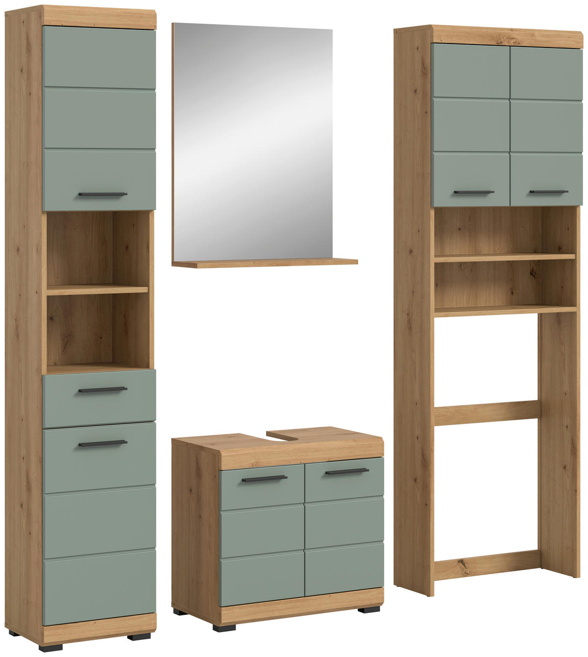 Badezimmer-Set Scout Eiche Artisan Nachbildung salbei Nachbildung B/H/T: ca. 190x191x34 cm Scout - Eiche/salbei (190,00/191,00/34,00cm) - xonox.home