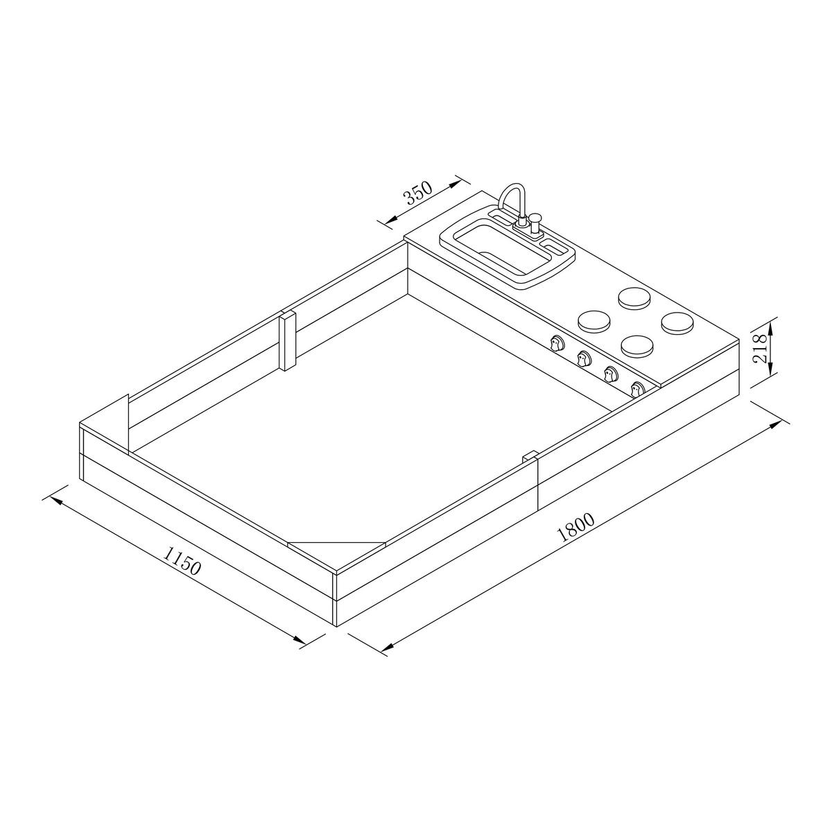 AXI Sandkasten Kelly grau B/H/L: ca. 115x22x180 cm Kelly - braun/grau (180,00/115,00/22,00cm) - AXI
