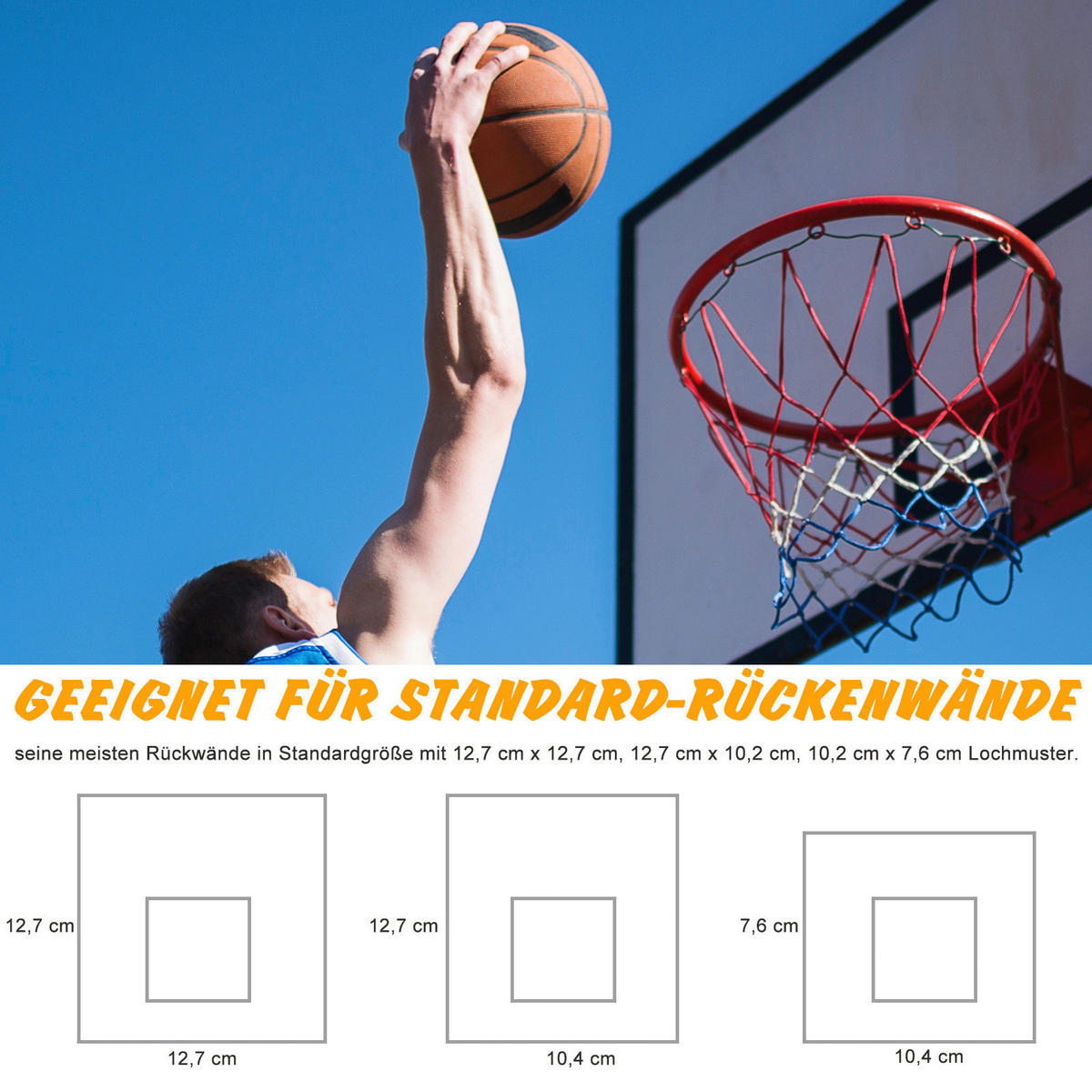 HOMCOM Basketballkorb rot H/D: ca. 46x46 cm Basketballkorb - blau/weiß (46,00/46,00cm) - HOMCOM