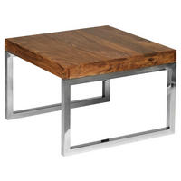 Beistelltisch natur Chrom verchromt Echtholz Metall B/H/T: ca. 60x40x60 cm Beistelltisch - natur/Chrom (60,00/40,00/60,00cm) - Wohnling