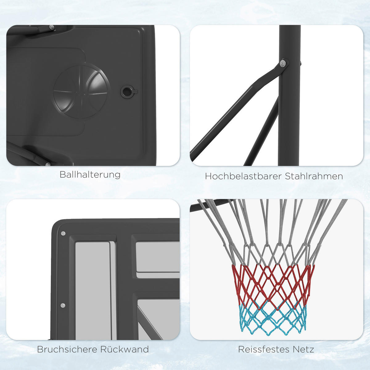 SPORTNOW Basketballkorb schwarz B/H/L: ca. 60x90x370 cm Basketballständer - schwarz (370,00/60,00/90,00cm) - SPORTNOW
