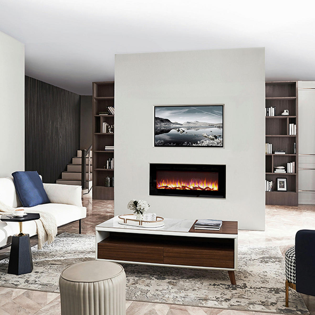 Balderia Einbaukamin Elektrischer-Kamin Fiamma 48" B/H/T: ca. 123x14,5x51,5 cm Elekt.-Kamin Fiamma 48" EF173D - (123,00/14,50/51,50cm) - Balderia
