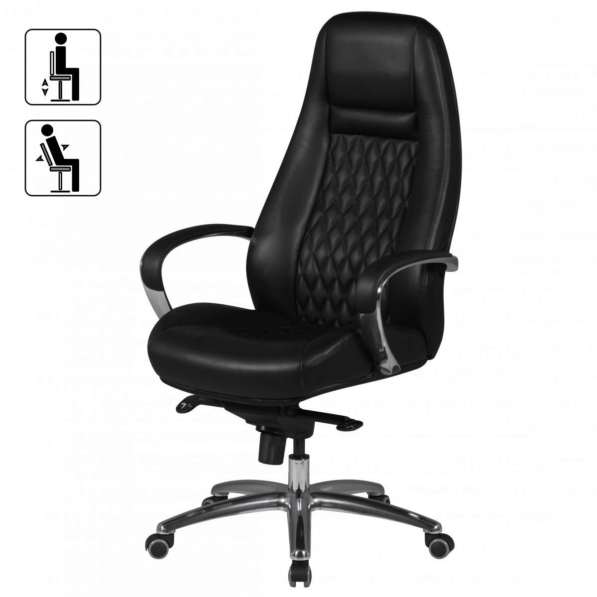 Drehstuhl schwarz Leder Bürostuhl AUSTIN - schwarz (68,00/130,00/70,00cm) - Amstyle