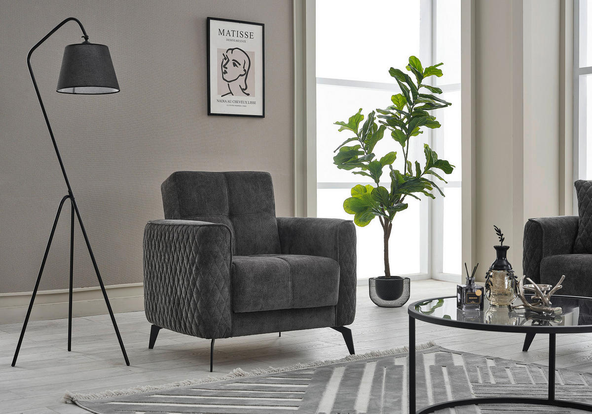 Sofa 3-2-1 Lendor grau Webstoff Lendor - schwarz/grau