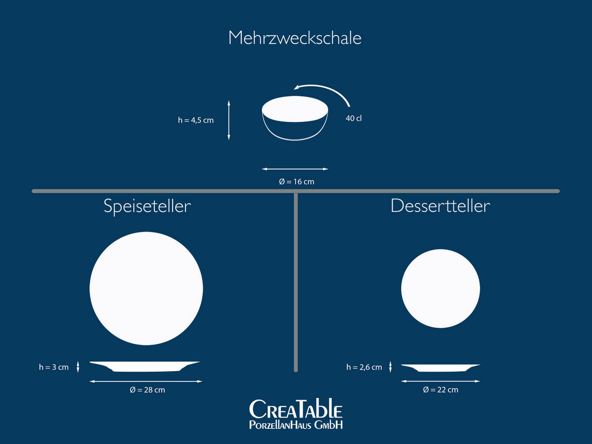 CreaTable Tafelservice Uno grau Steinzeug 12 tlg. Uno - grau - CreaTable