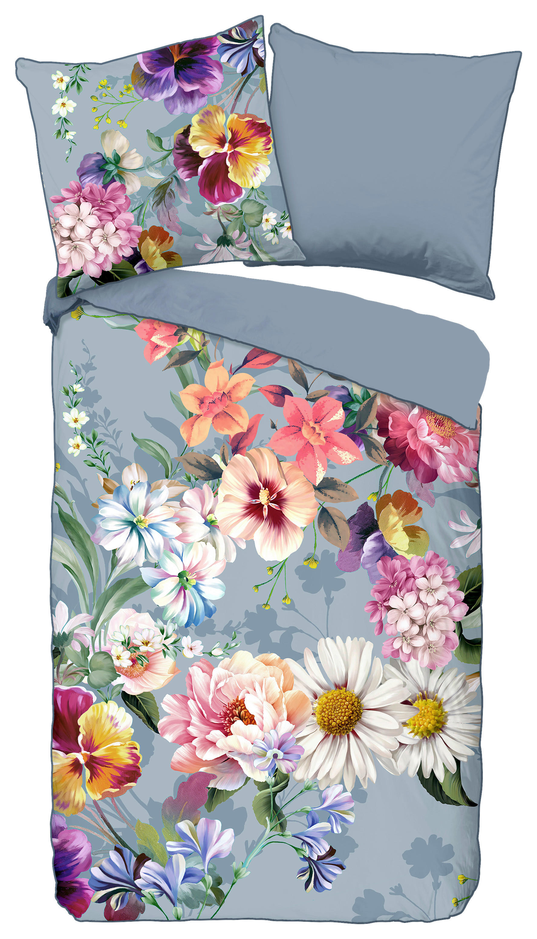 Baumwoll Bettwäsche Novara Satin Novara - grau (155,00/220,00cm) - Descanso