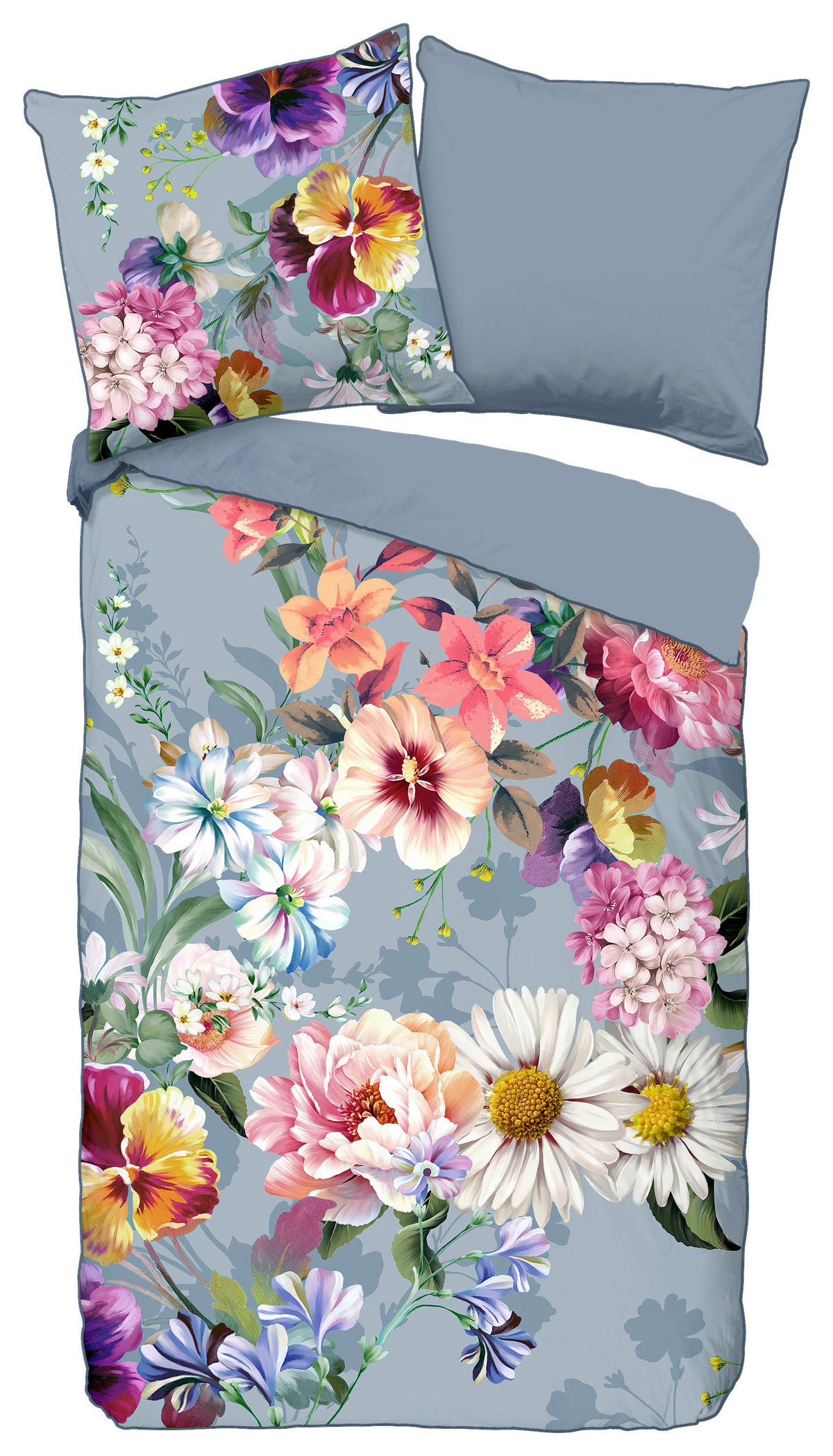 Baumwoll Bettwäsche Novara Satin Novara - grau (155,00/220,00cm) - Descanso