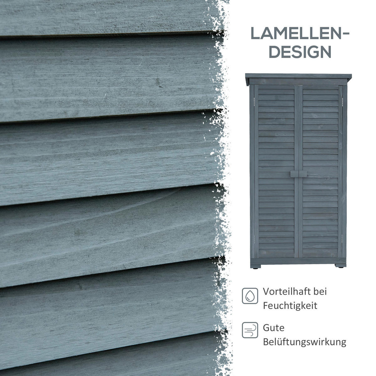 Outsunny Gartenschrank Gartenschrank - grau (87,00/46,50/160,00cm) - Outsunny