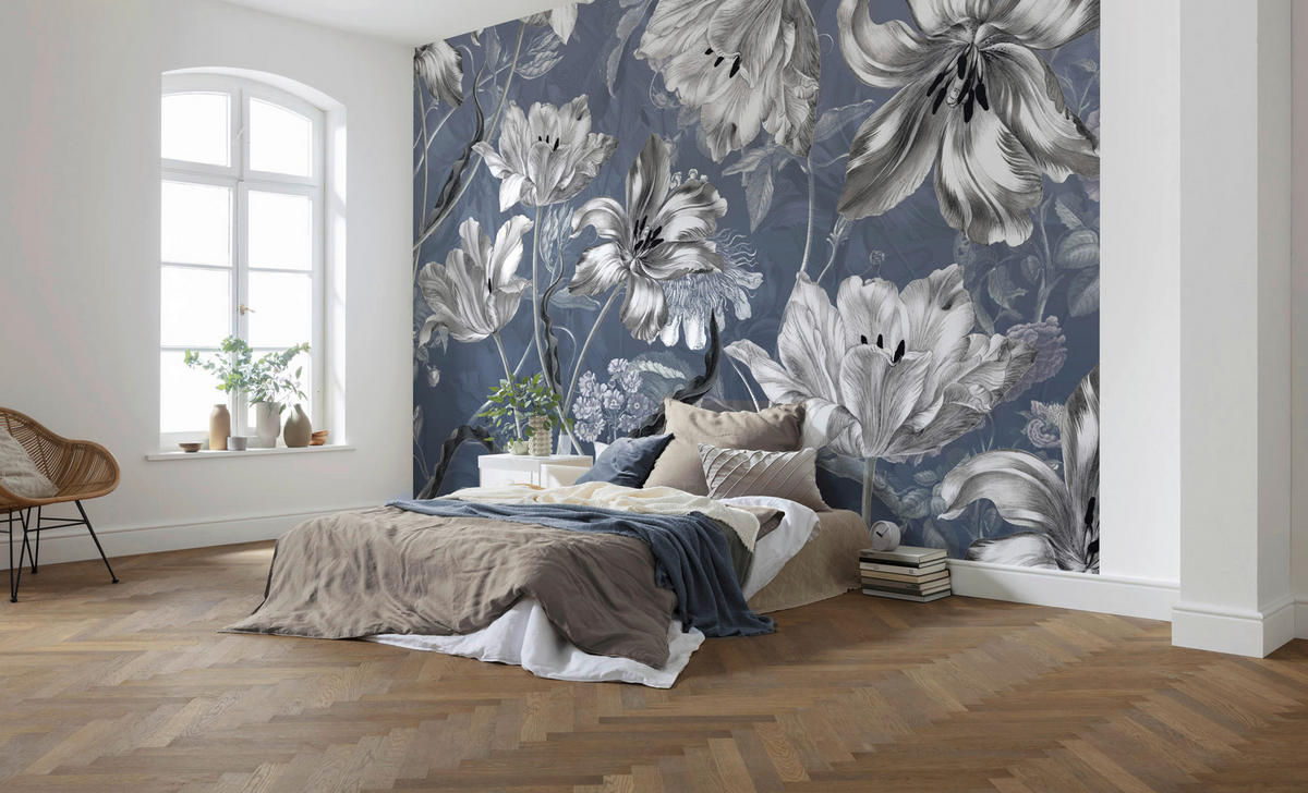 Komar Fototapete Merian Blue Blumen B/L: ca. 350x250 cm Merian Blue - (350,00/250,00cm) - Komar