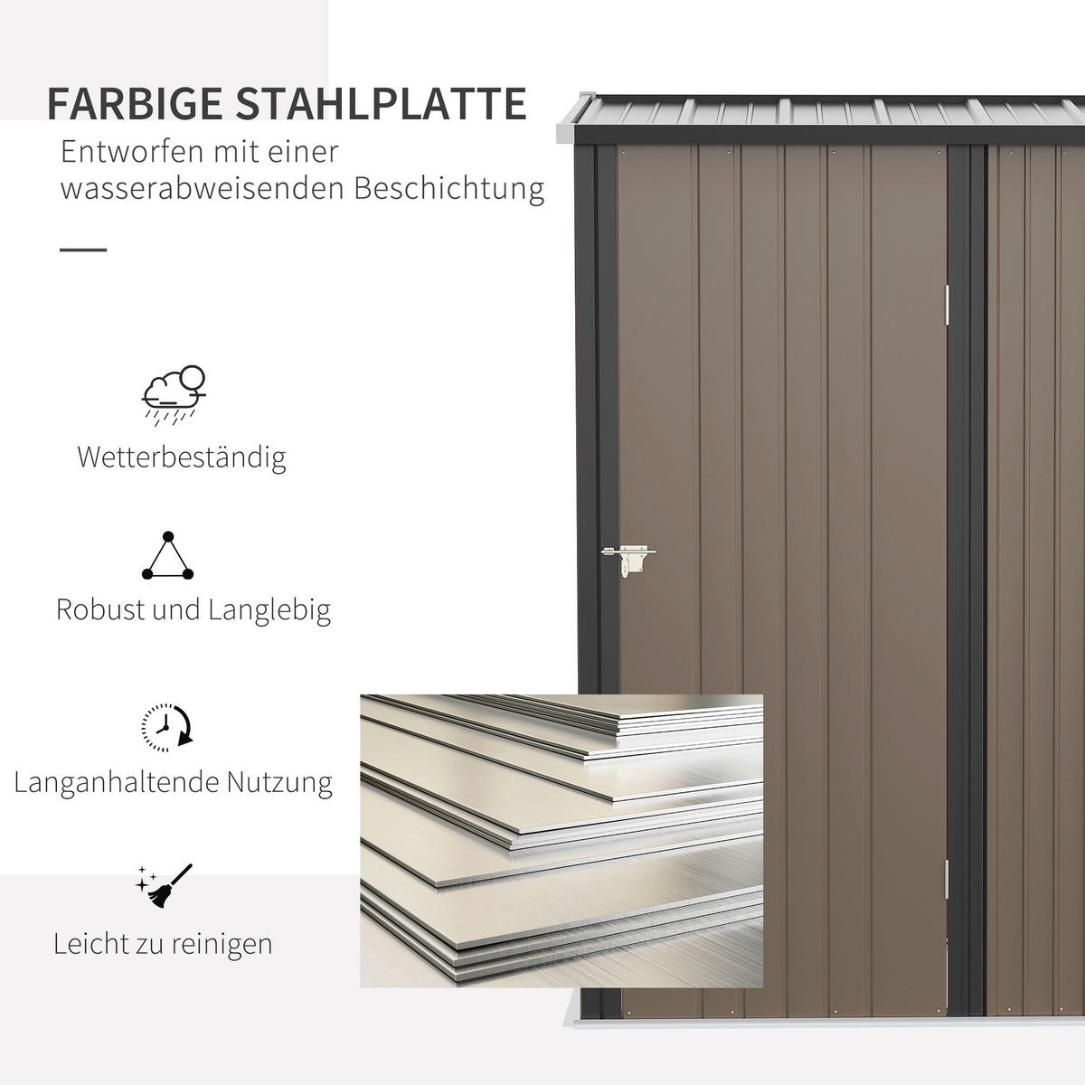Outsunny Gartenhaus braun B/H/L: ca. 94,5x196x161,5 cm Gartenhaus - braun (161,50/94,50/196,00cm) - Outsunny