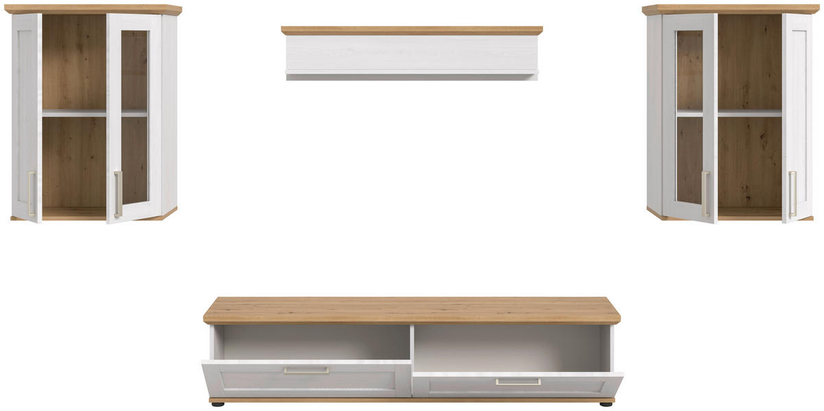 Wohnwand VERONA Lärche Nachbildung Eiche Nachbildung B/H/T: ca. 336x161x40 cm VERONA - Eiche/Lärche (336,00/161,00/40,00cm) - xonox.home