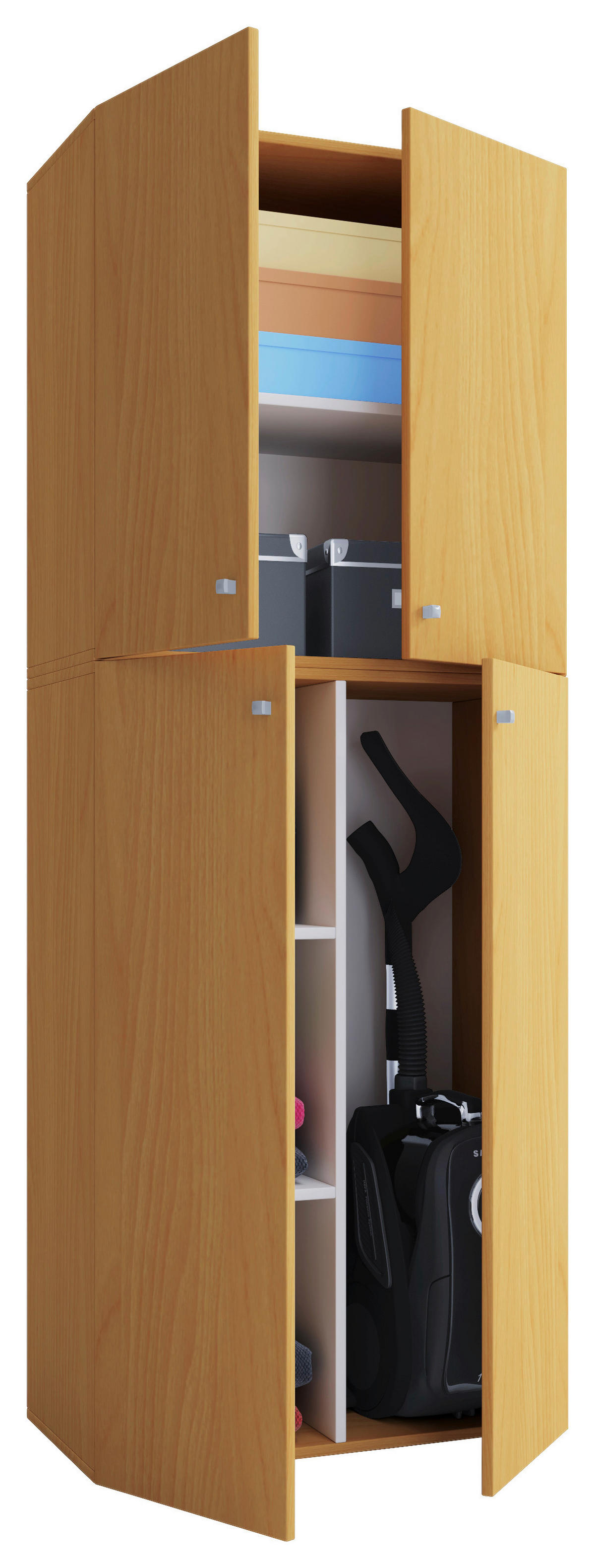 Putzschrank Lona XXL Putzschrank buche Nachbildung weiß B/H/T: ca. 70x182x39 cm Lona XXL Putzschrank - weiß/buche (70,00/182,00/39,00cm) - VCM Möbel