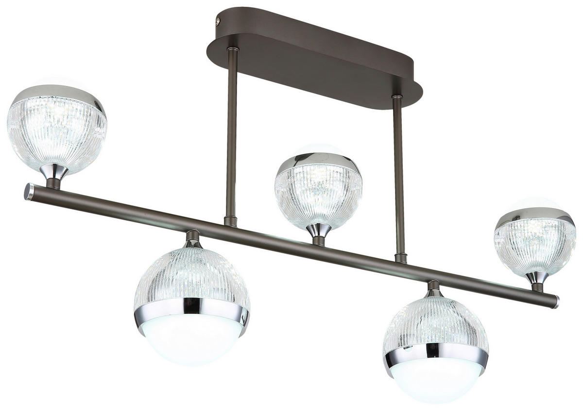 GLOBO LED-Deckenleuchte Chrom titanfarbig transparent Acryl Aluminium Metall B/H/T: ca. 11x37x65 cm UNTSY - titanfarbig/Chrom (11,00/37,00/65,00cm) - GLOBO