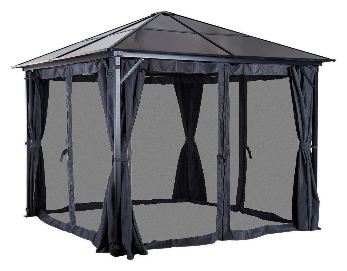 Outsunny Gartenpavillon braun Alu B/H/L: ca. 300x265x300 cm Gartenpavillon - braun/dunkelgrau (300,00/300,00/265,00cm) - Outsunny