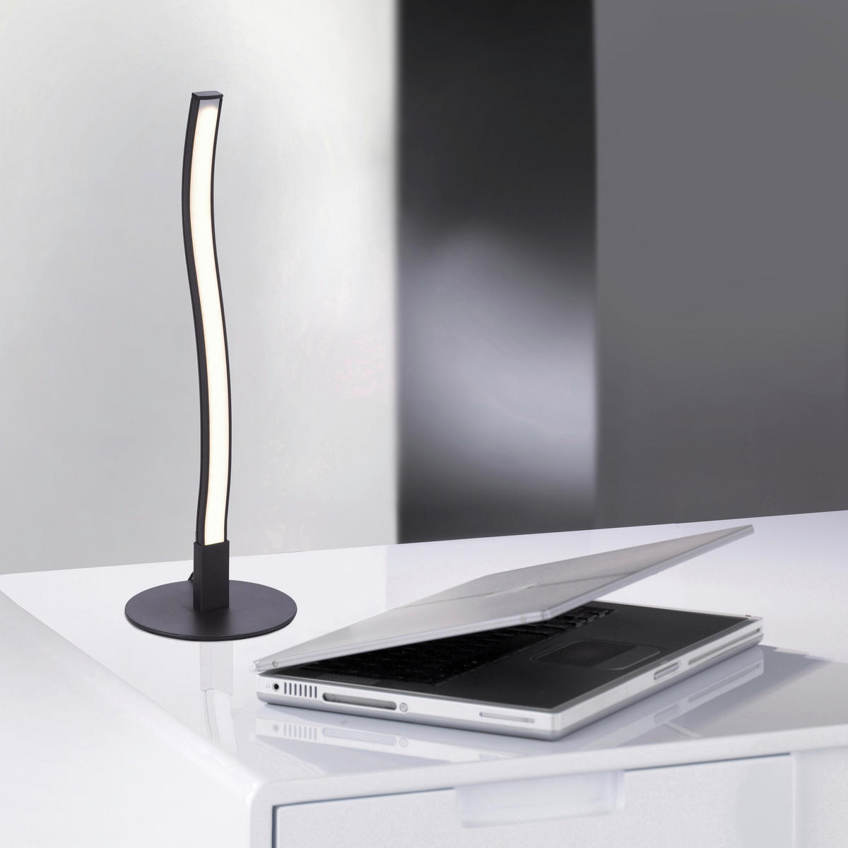 Just Light Tischleuchte PN15128-18 Wave weiß Stahl Kunststoff H/D: ca. 30x10 cm null 1 Brennstellen Wave - weiß (10,00/30,00cm) - Just Light