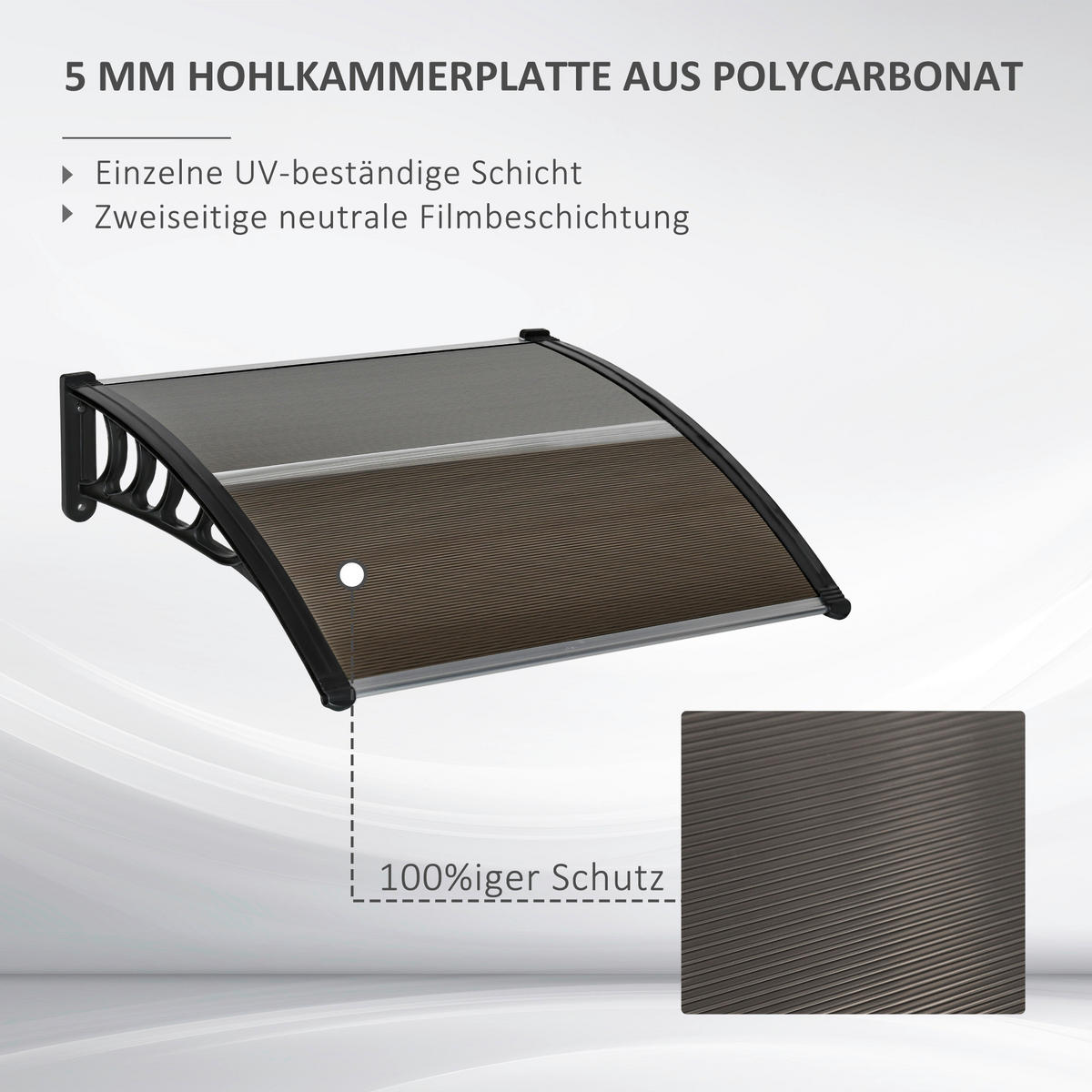 Outsunny Pultvordach braun B/H/L: ca. 96,5x27x103 cm Pultvordach - braun/schwarz (103,00/96,50/27,00cm) - Outsunny