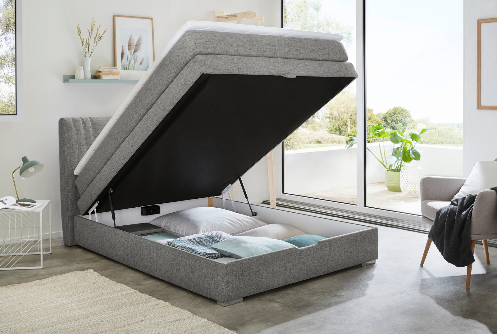 Boxspringbett  dunkelgrau Liegefläche B/L: ca. 140x200 cm Amira_Boxspringbett - dunkelgrau (154,00/105,00/217,00cm)